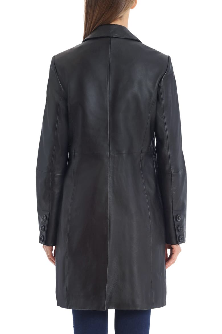 Single-Breasted Lamb Leather Jacket, Alternate, color, BLACK