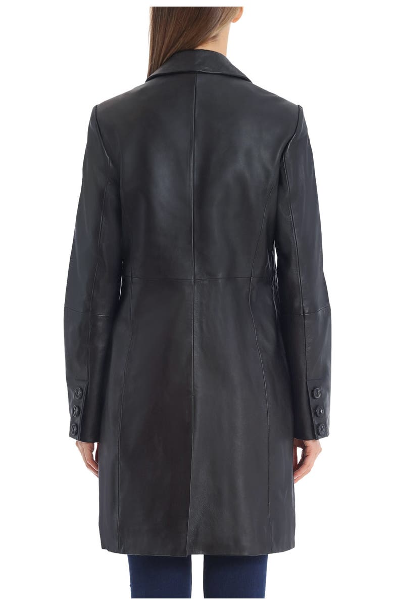 Badgley Mischka Collection Single-Breasted Lamb Leather Jacket, Alternate, color,