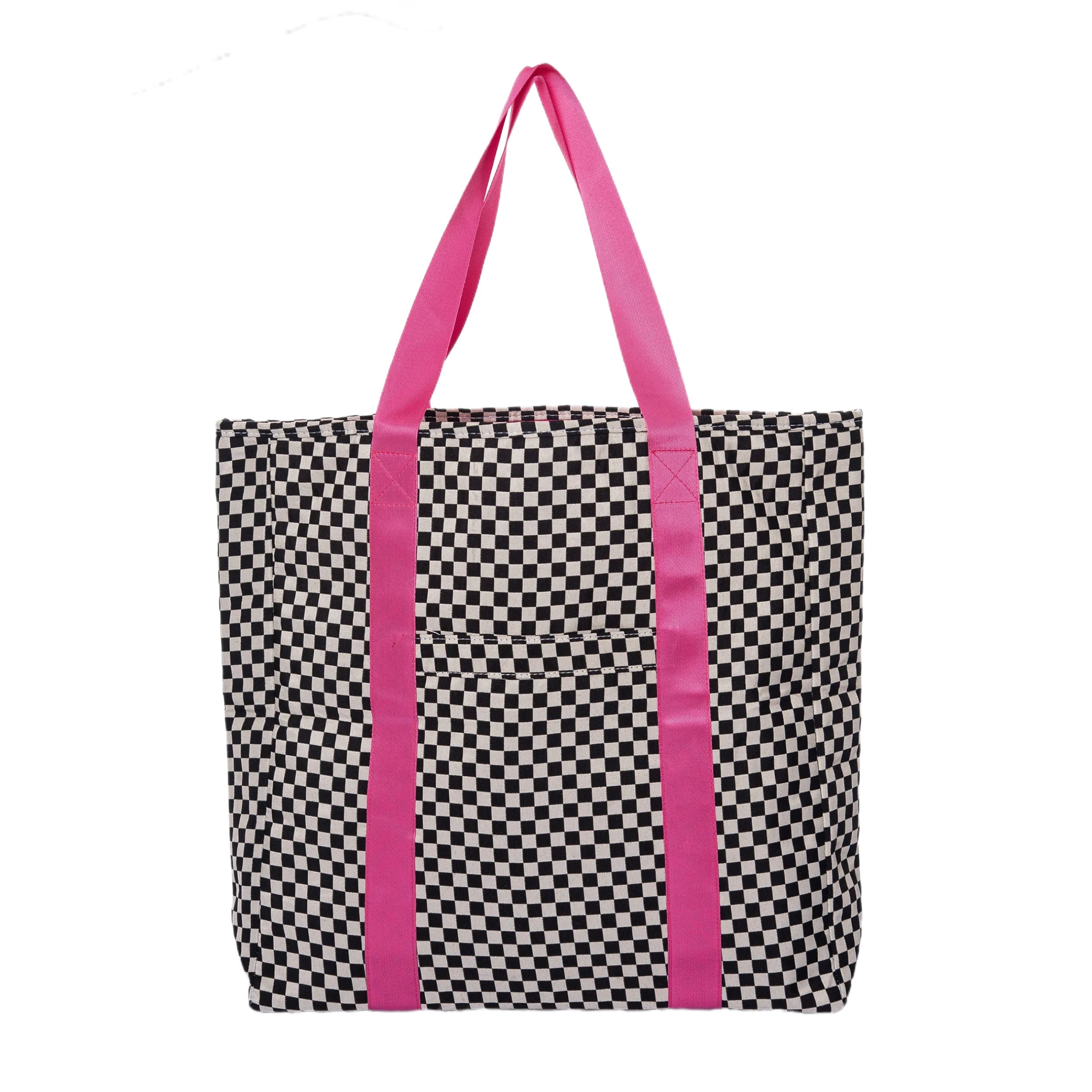 Totalee Gift Black and White Checkered Tote Bag Polyester White, Main, color, 