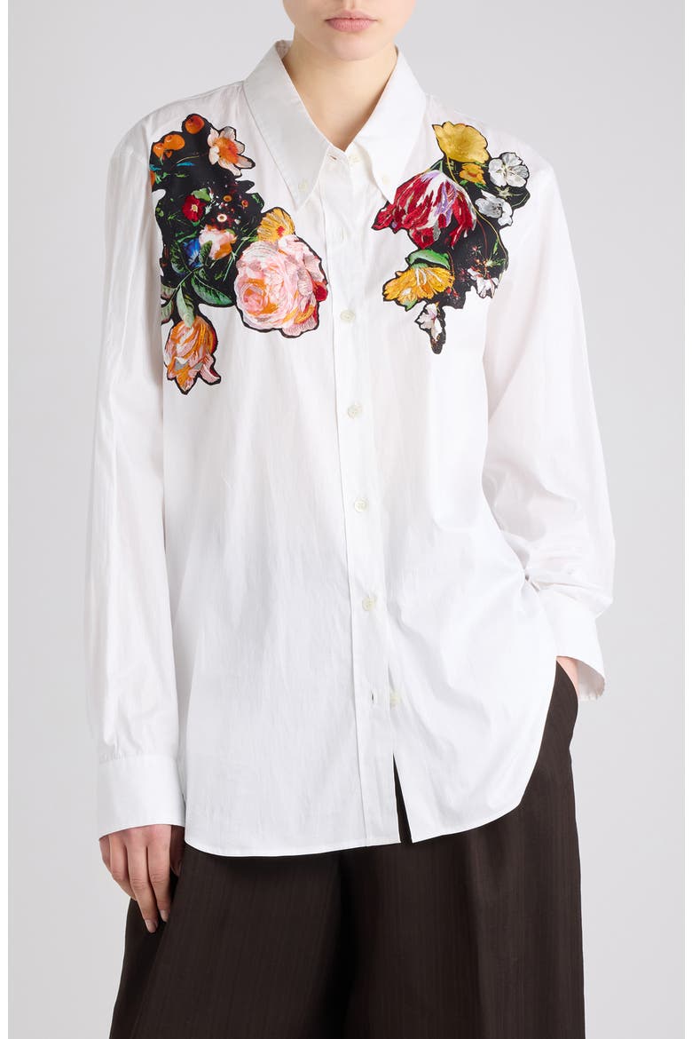 Embroidered Cotton Shirt, Main, color, WHITE