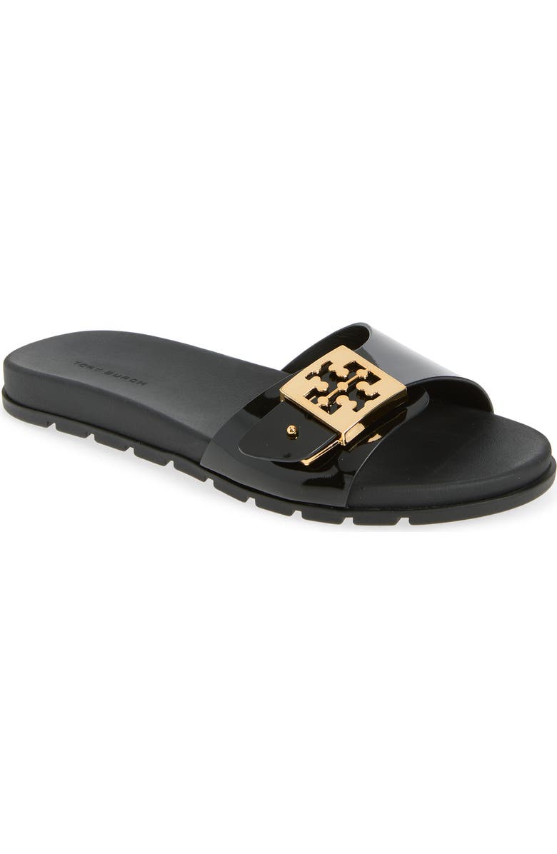 Tory Burch Buckle Slide Sandal, Main, color, Perfect Black / Gold
