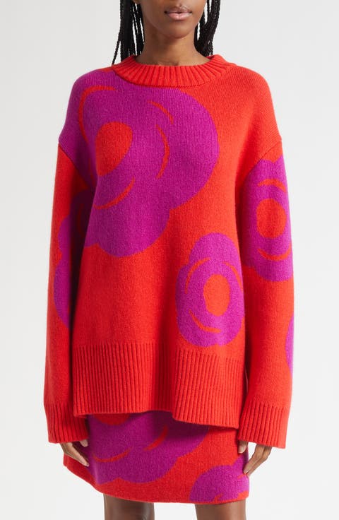 Kartakteri Tumma Floral Jacquard Merino Wool & Mohair Blend Sweater