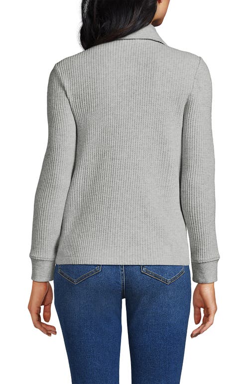 Lands' End Waffle Relaxed Long Sleeve Shirt Jacket In Gray