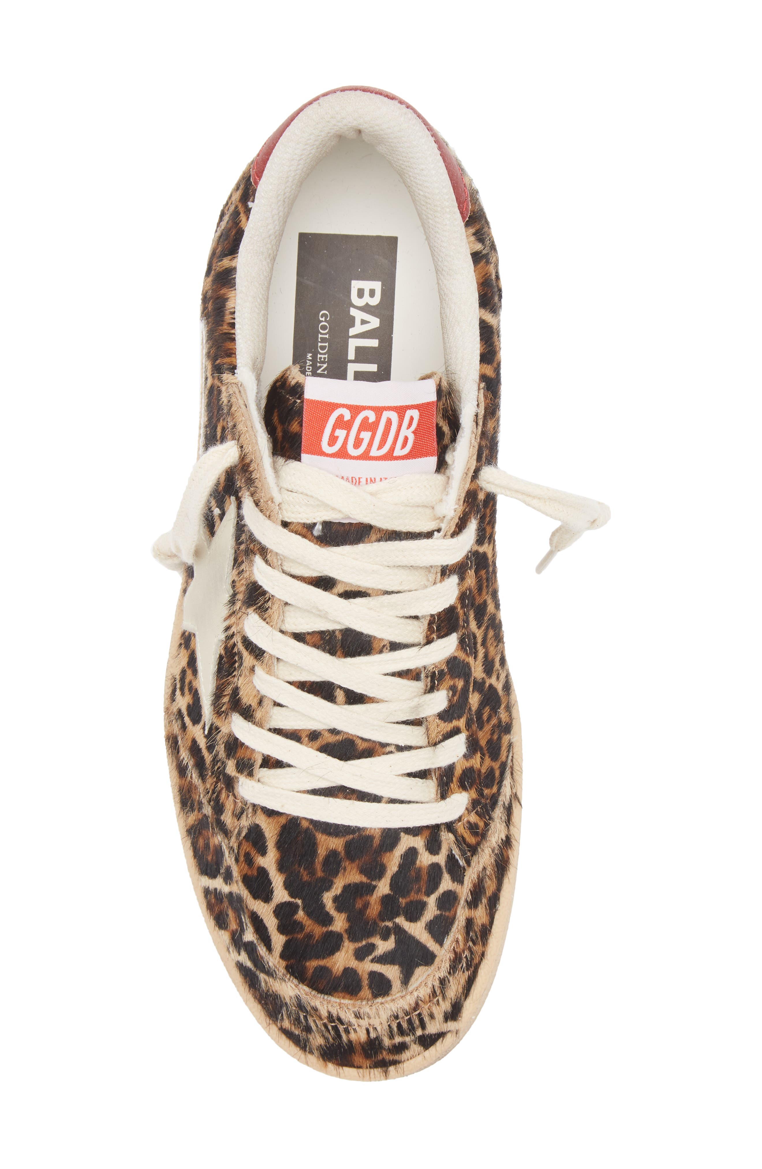 Golden Goose Ball Star Genuine Calf Hair Sneaker, Alternate, color, Leopard/ Ice/ Red