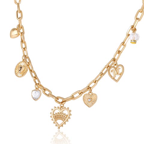 Heart Juicy Logo Charm Necklace, 18+2''