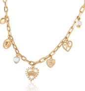 Juicy Couture Heart Juicy Logo Charm Necklace, 18+2''