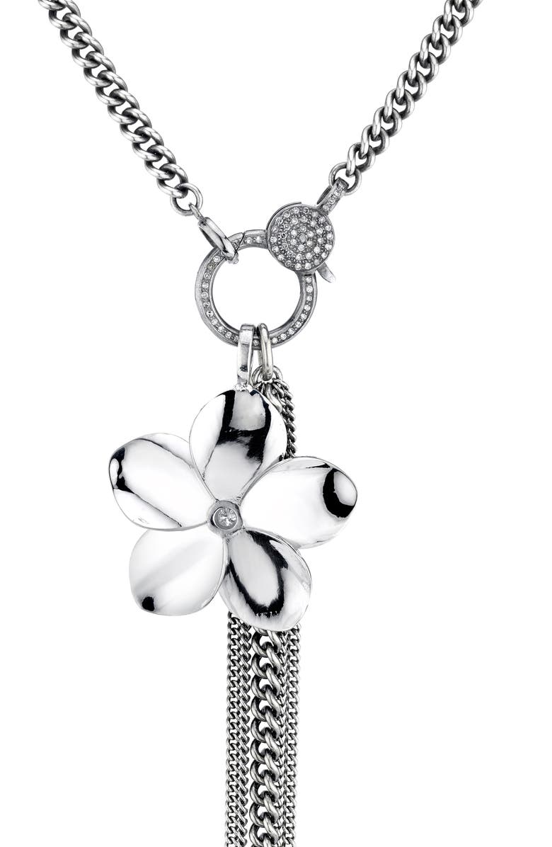 Sheryl Lowe Flower & Fringe Diamond Pavé Y-Necklace, Alternate, color, 