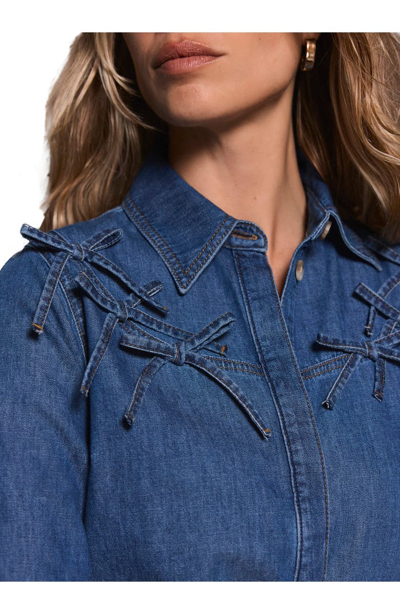 MINT VELVET Bow Detail Denim Shirt, Alternate, color, Blue