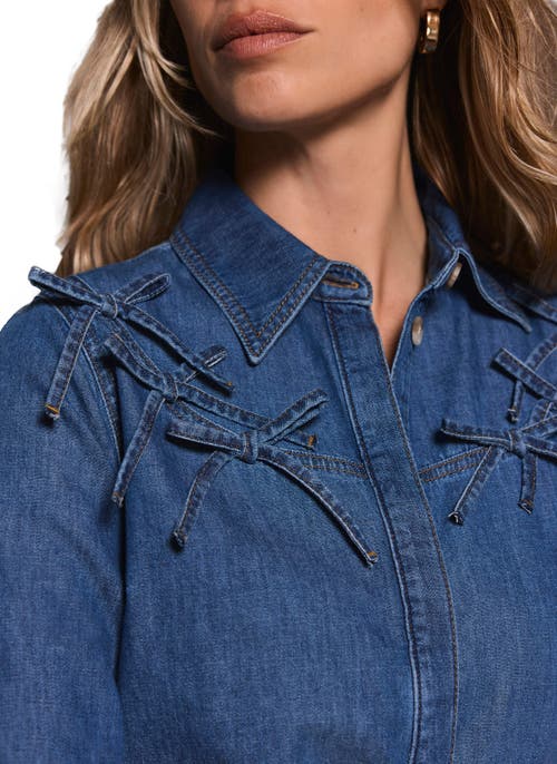 Mint Velvet Bow Detail Denim Shirt In Blue