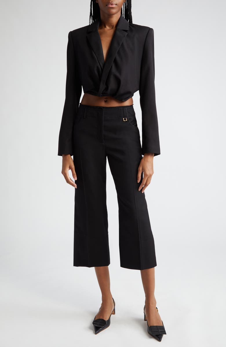 Jacquemus Corto Crop Flare Virgin Wool Pants, Alternate, color, 