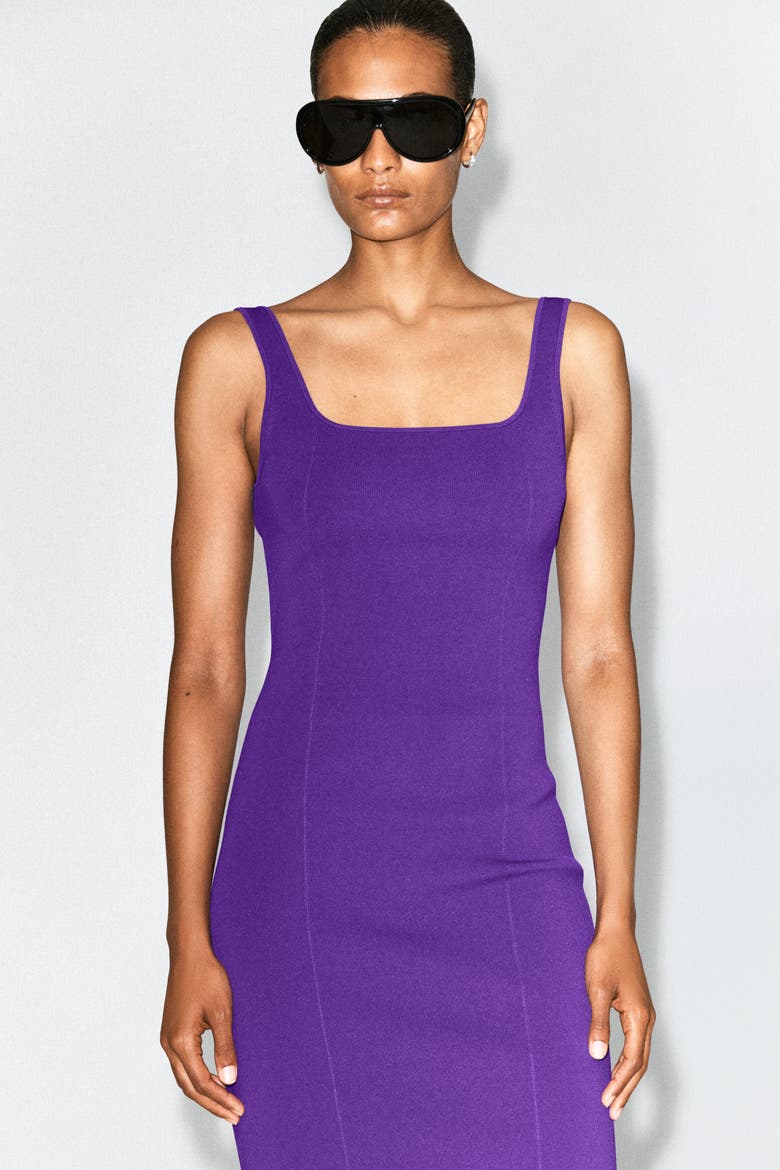 Knitted Midi Bodycon Dress, Alternate, color, PURPLE