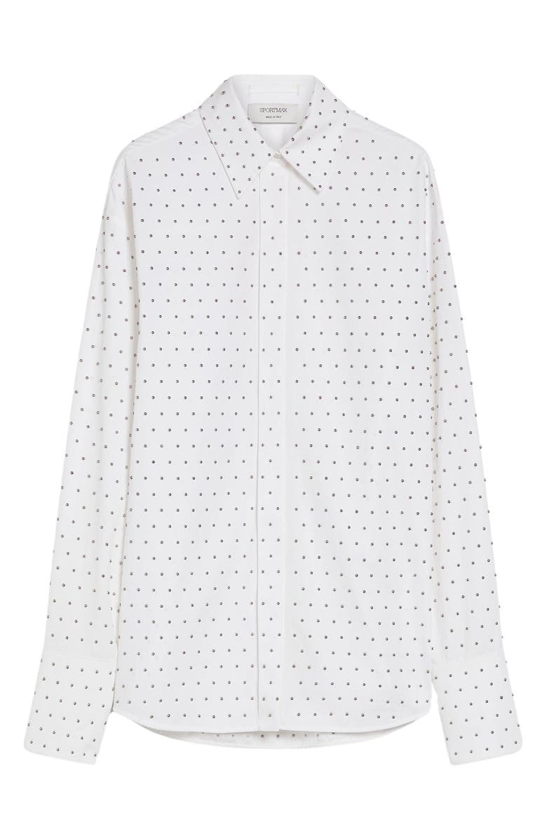SPORTMAX Studded Cotton Poplin Button-Up Shirt, Alternate, color,