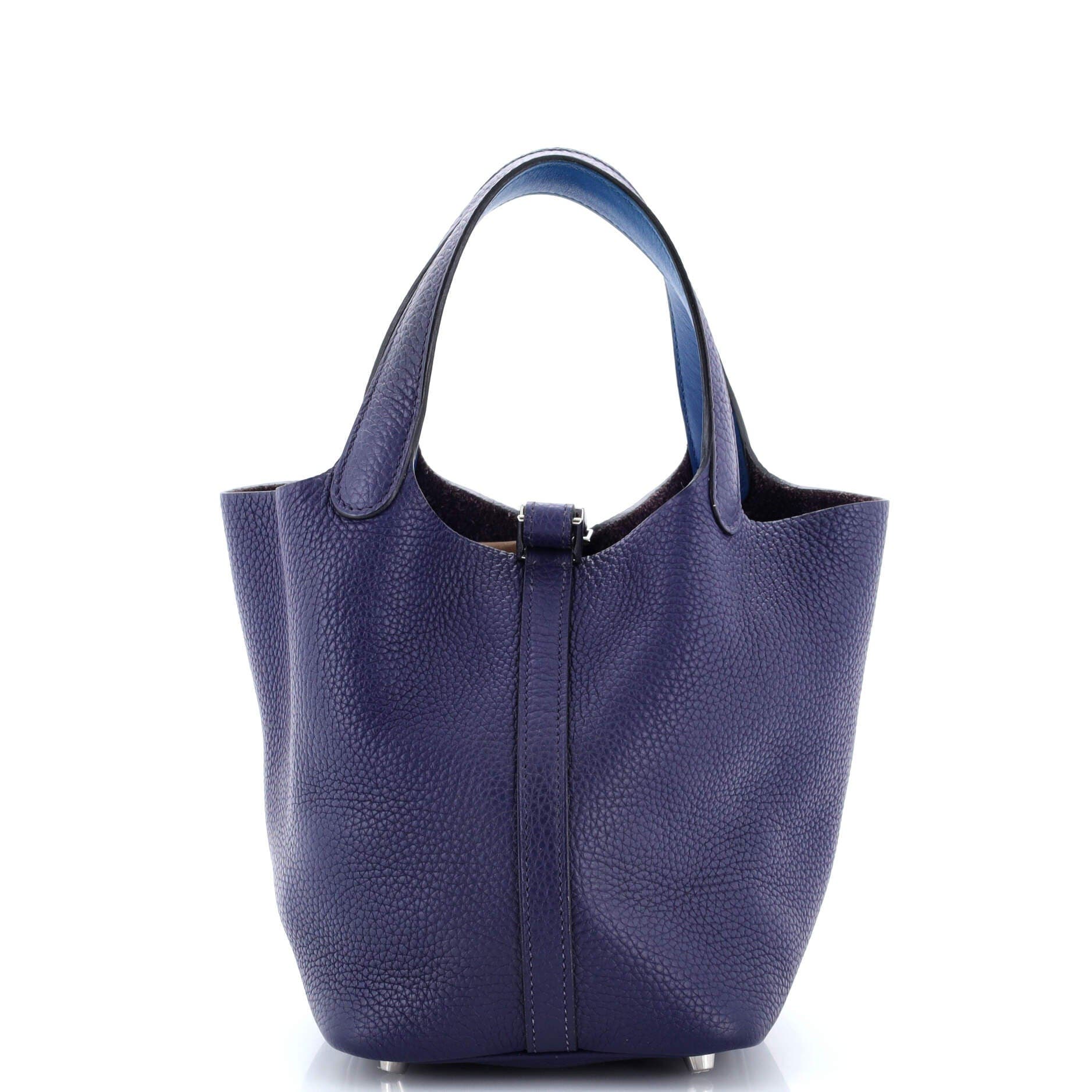 Pre-Owned Hermes Eclat Picotin Lock Bag Clemence with Swift PM, Alternate, color, Bleu Encre
