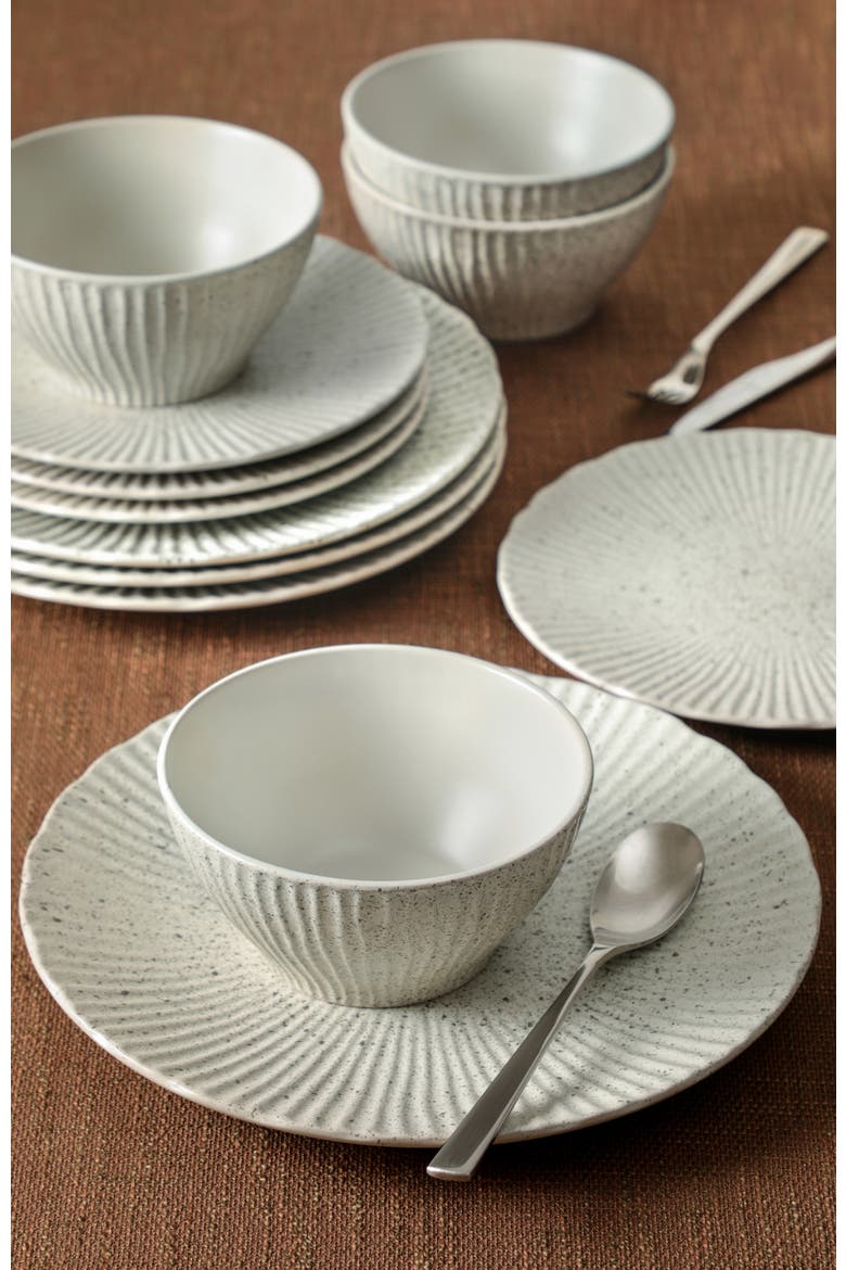 Arlo Stoneware 12-Piece Dinnerware Set, Alternate, color, White