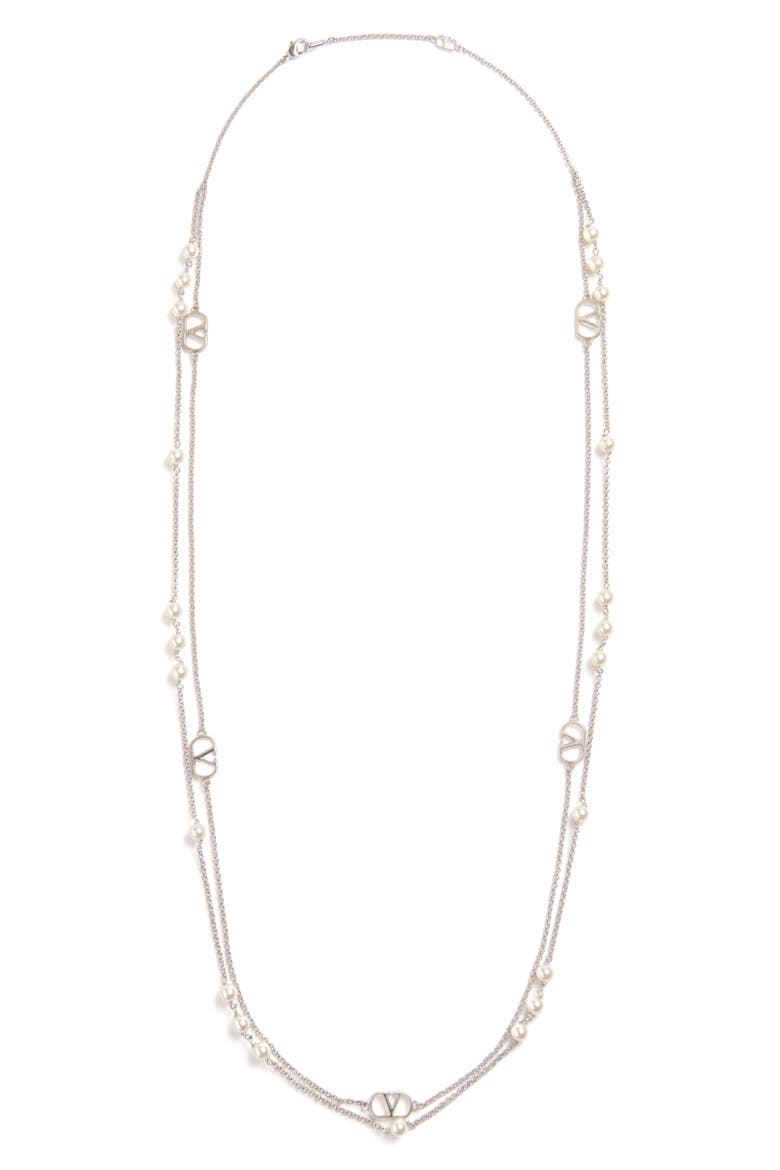 VLOGO Signature Layered Necklace, Main, color, ICE/ WHITE/ GREY