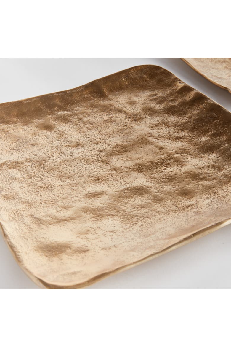Imani Decorative Square Gold Aluminum Metal Trays, Set of 3, Alternate, color, Gold