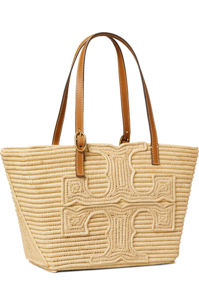 Tory Burch Ella Small Structure Straw Tote, Alternate, color, Natural