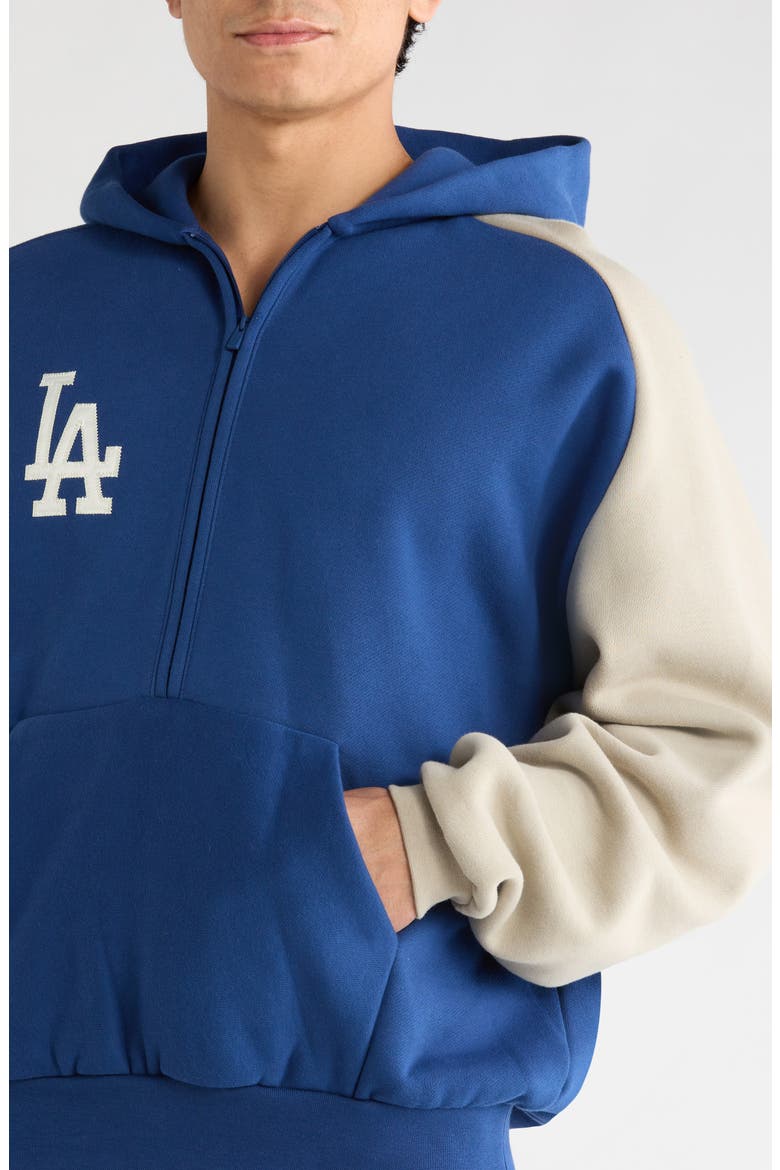 x MLB LA Dodgers Cotton Blend Fleece Half Zip Hoodie, Alternate, color, ESTATE BLUE/ SEAL