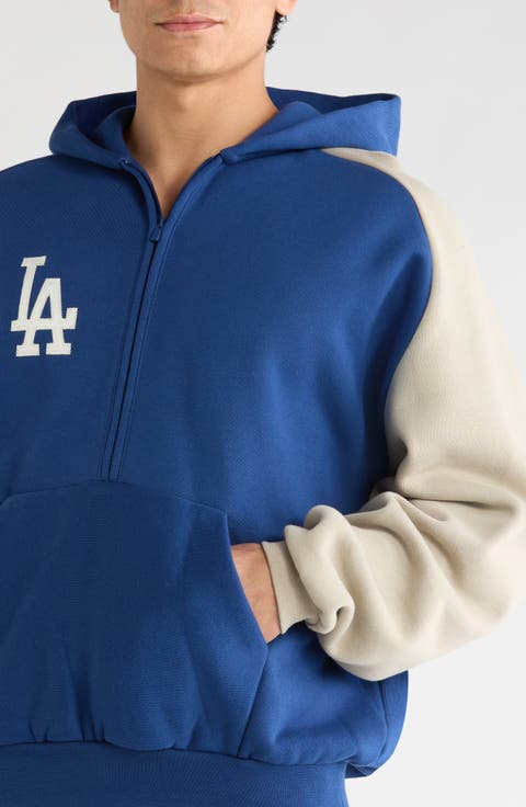x MLB LA Dodgers Cotton Blend Fleece Half Zip Hoodie