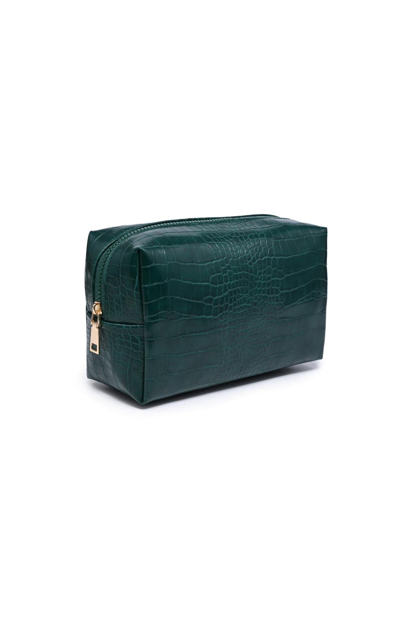 Croc Chic Cosmetic & Travel Organizer Pouch, Alternate, color, Emerald