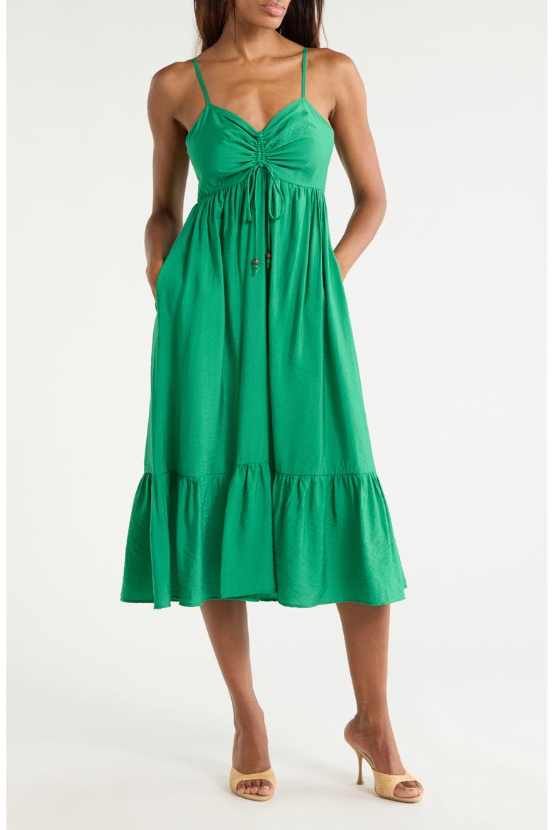 Spaghetti Strap Midi Dress, Main, color, KELLY GREEN