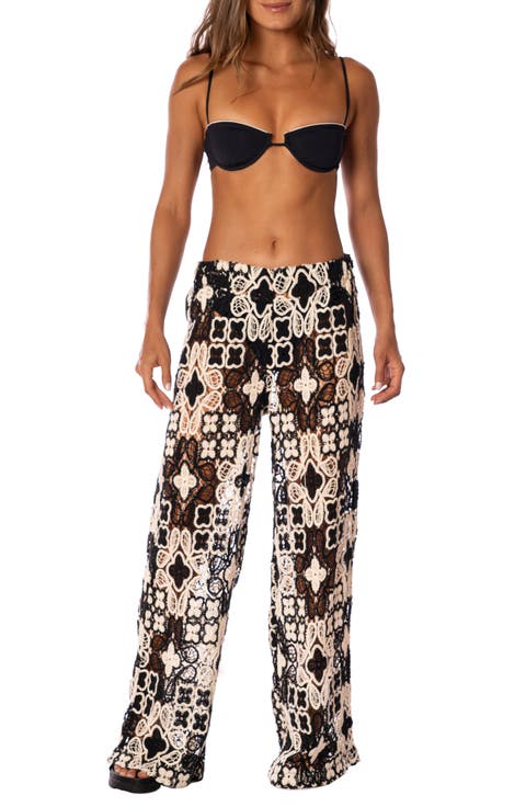 Raisin Floral Crochet Cover-Up Pants
