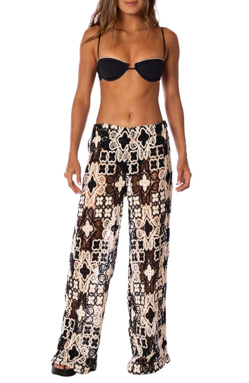 Maaji Raisin Floral Crochet Cover-up Pants In Black