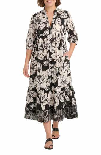 Floral Tiered A-Line Midi Dress