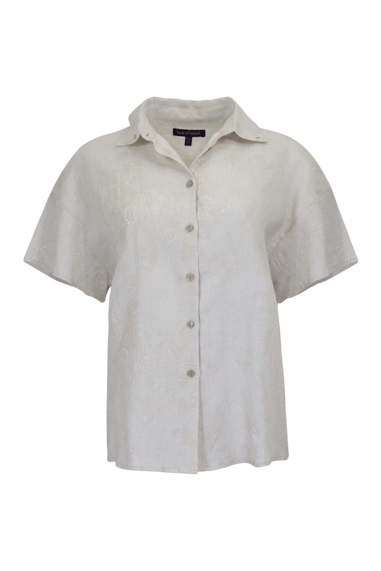 Paisley Explosion Womens Relaxed Linen Printed Shirt, Alternate, color, PAISLEY EXPLOSION IVORY