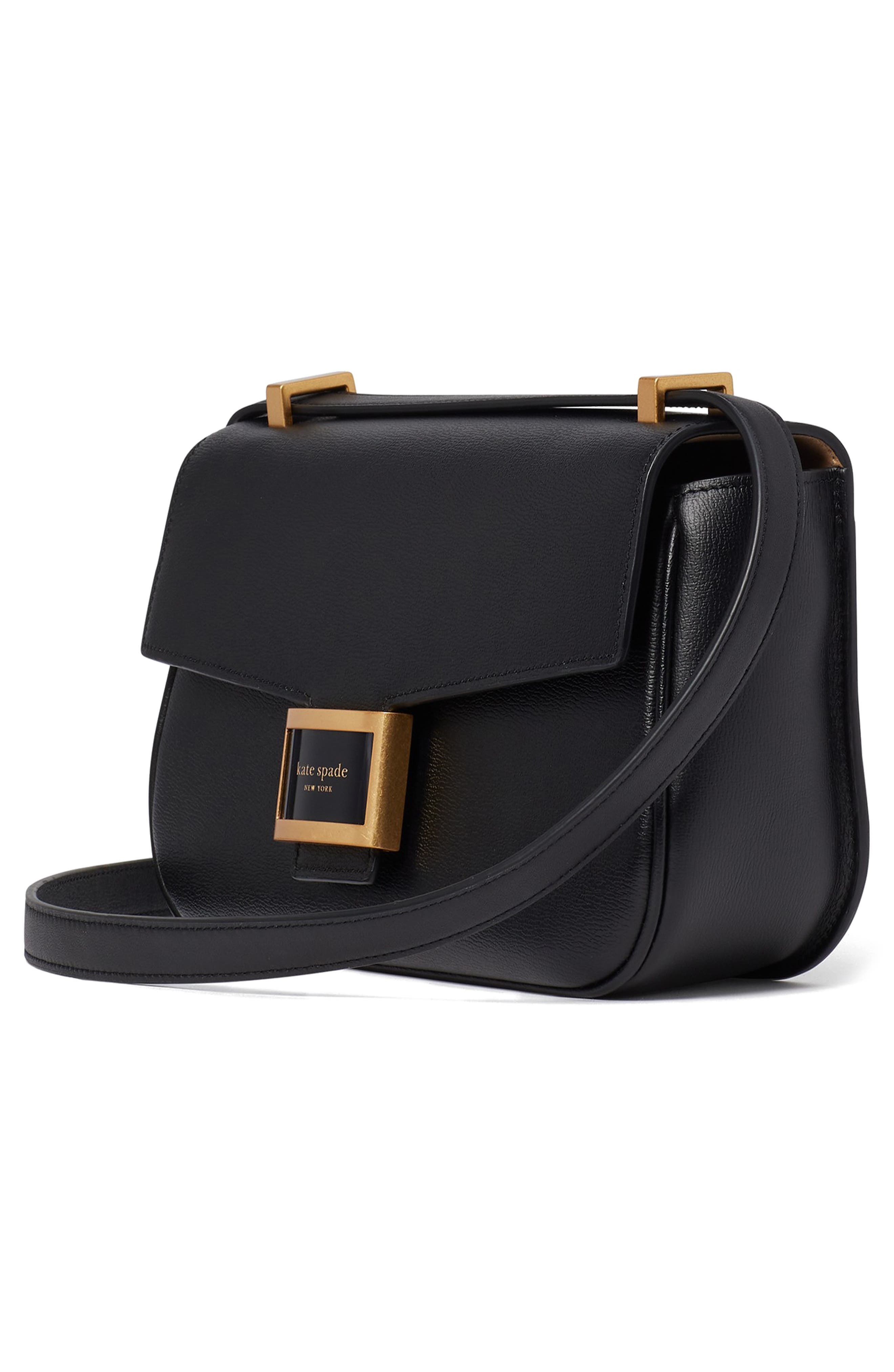 medium katy textured leather convertible shoulder bag, Alternate, color, BLACK