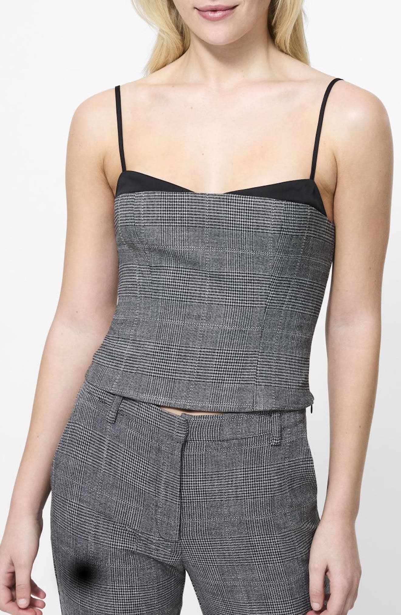 French Connection Owen Plaid Suiting Corset Top
