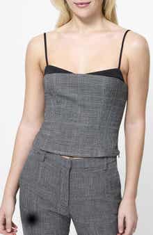 French Connection Owen Plaid Suiting Corset Top