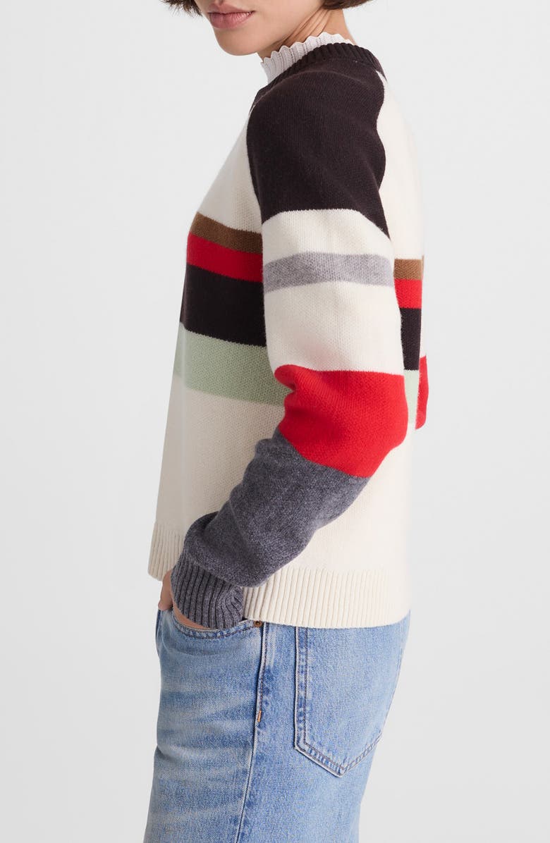 Madewell Colorblock Raglan Sleeve Merino Wool Sweater, Alternate, color, Multi Color Stripe