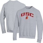 Champion Men's Champion Heather Gray USC Trojans Arch Over Logo Pullover Sweatshirt