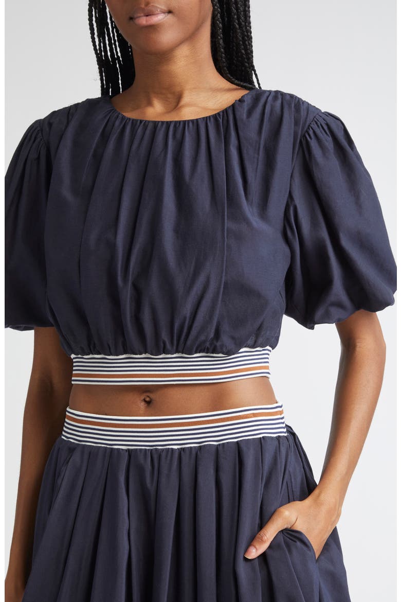 Gabriela Cotton & Silk Crop Top, Alternate, color, NAVY