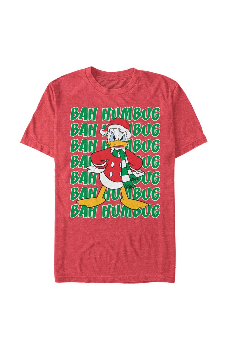 Mickey & Friends Men's Mickey & Friends Christmas Donald Duck Bah Humbug  Graphic T-Shirt, Main, color, Red Heather