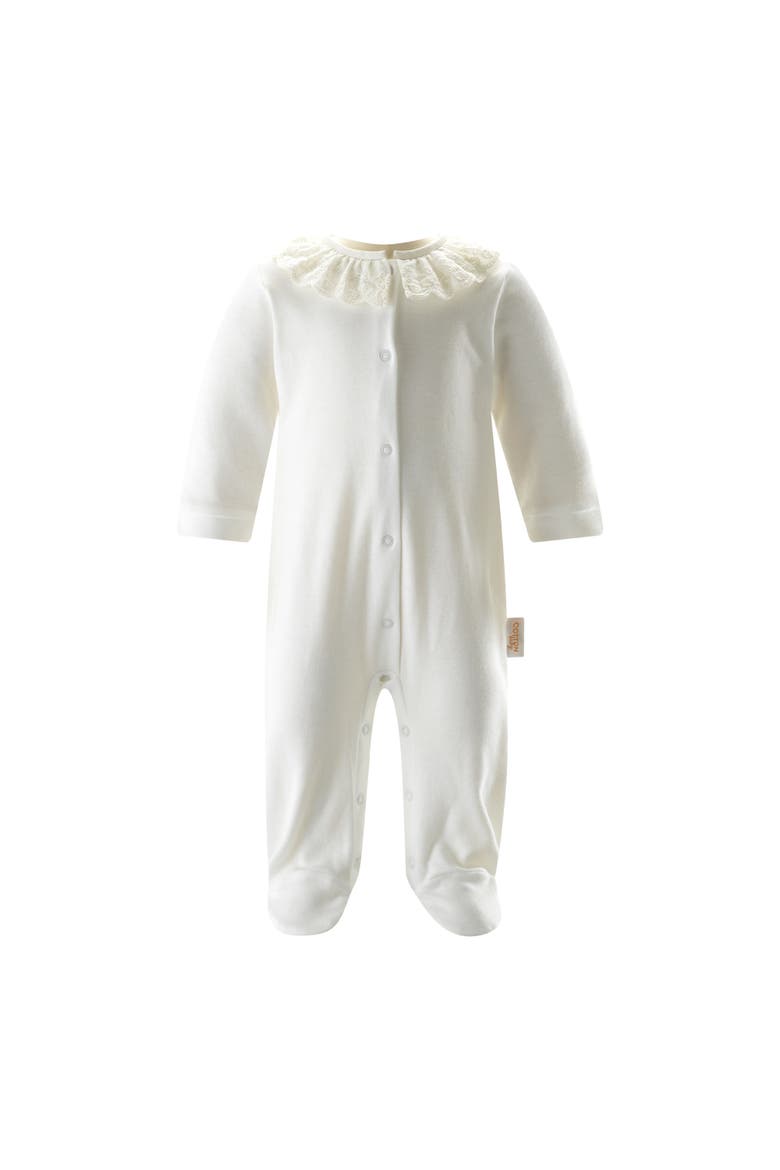 Broderie Collar Babygro, Alternate, color, White