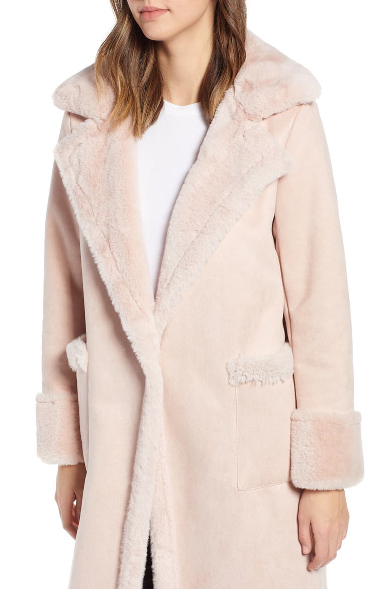 Pauline Faux Fur Coat, Alternate, color, BLUSH