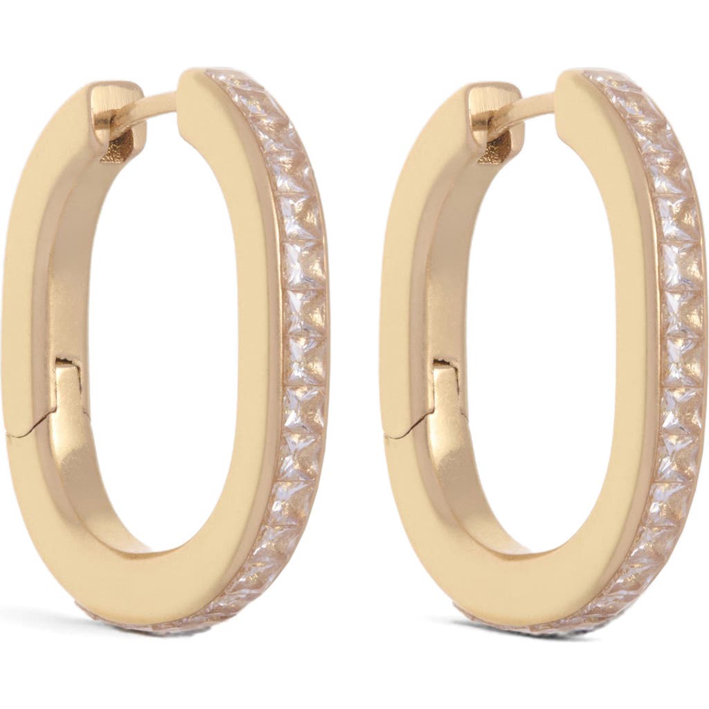 Reiss Mia Modern Cubic Zirconia Hoop Earrings In Gold Tone/clear Crystal