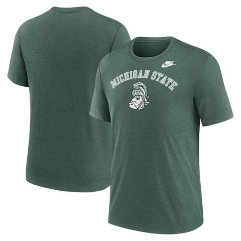 Men's Nike Heather Green Michigan State Spartans Legacy Arch Tri-Blend T-Shirt