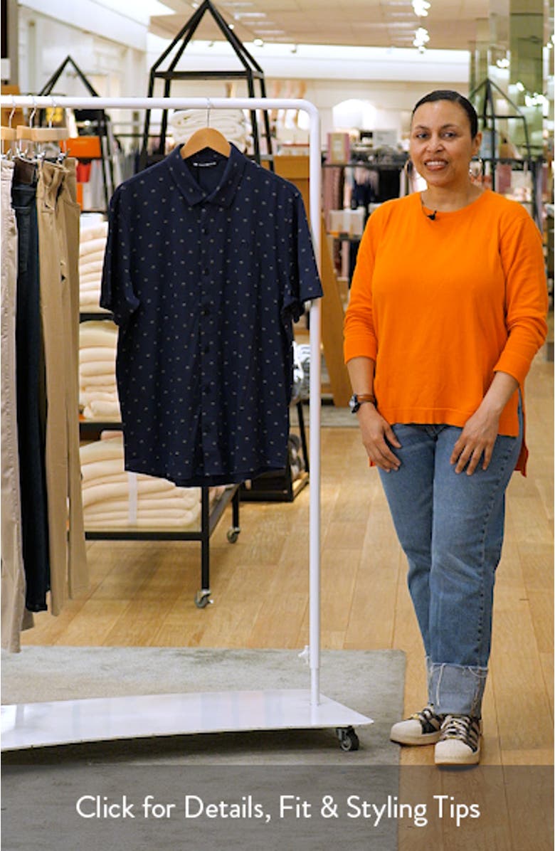 Comfortknit Geo Short Sleeve Button-Up Shirt, sales video thumbnail