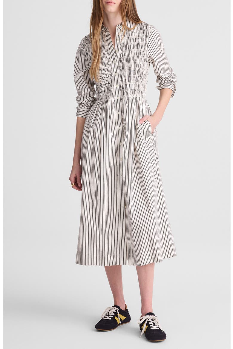 Smocked Poplin Midi Shirtdress, Alternate, color, CLASSIC NAVY