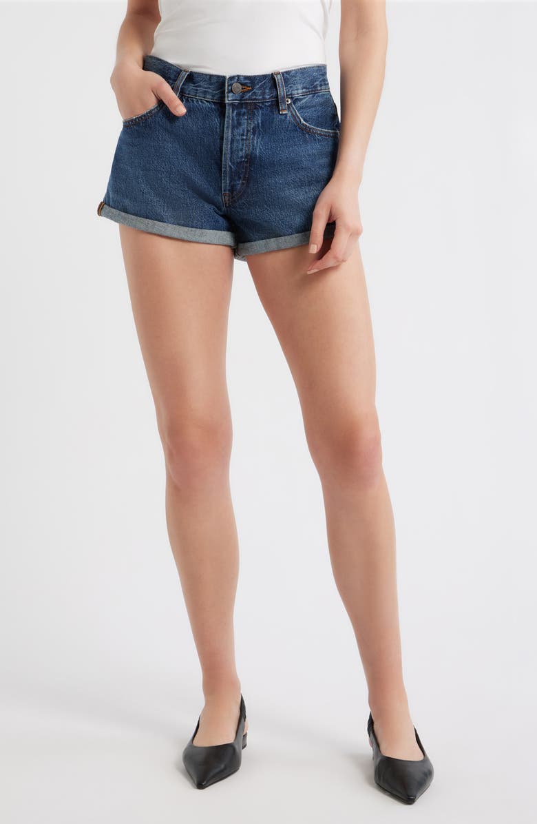 FRAME The Darling Cuffed Denim Shorts, Main, color, Honeybee