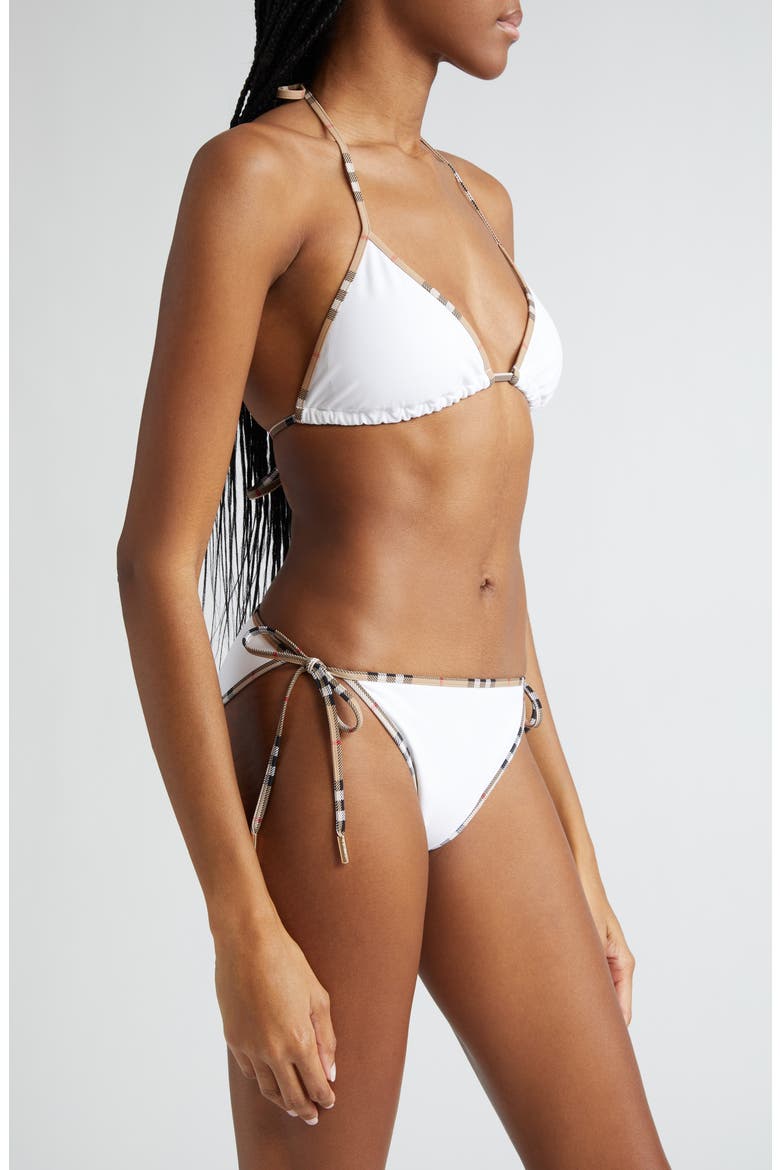 Mata Check Trim Two-Piece Swimsuit, Alternate, color, WHITE