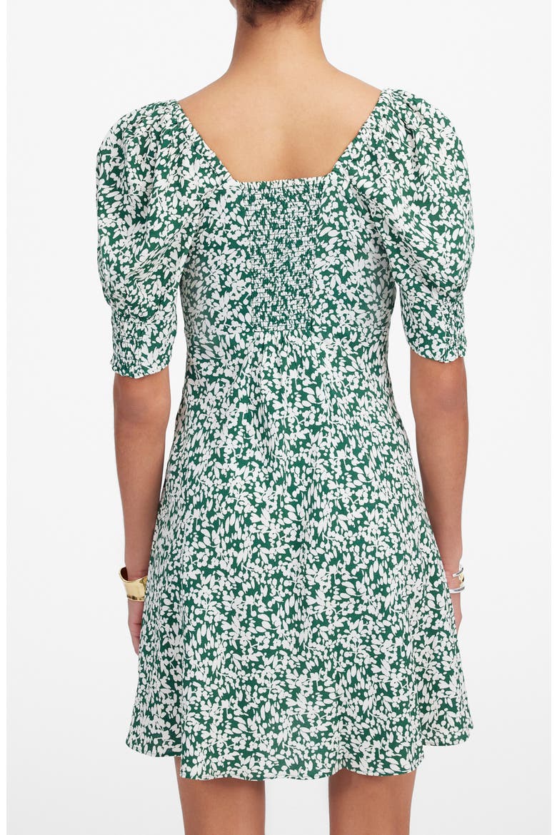 Seamed V-Neck Minidress, Alternate, color, ABSTRACT LEAF KELLY VERDANT GR