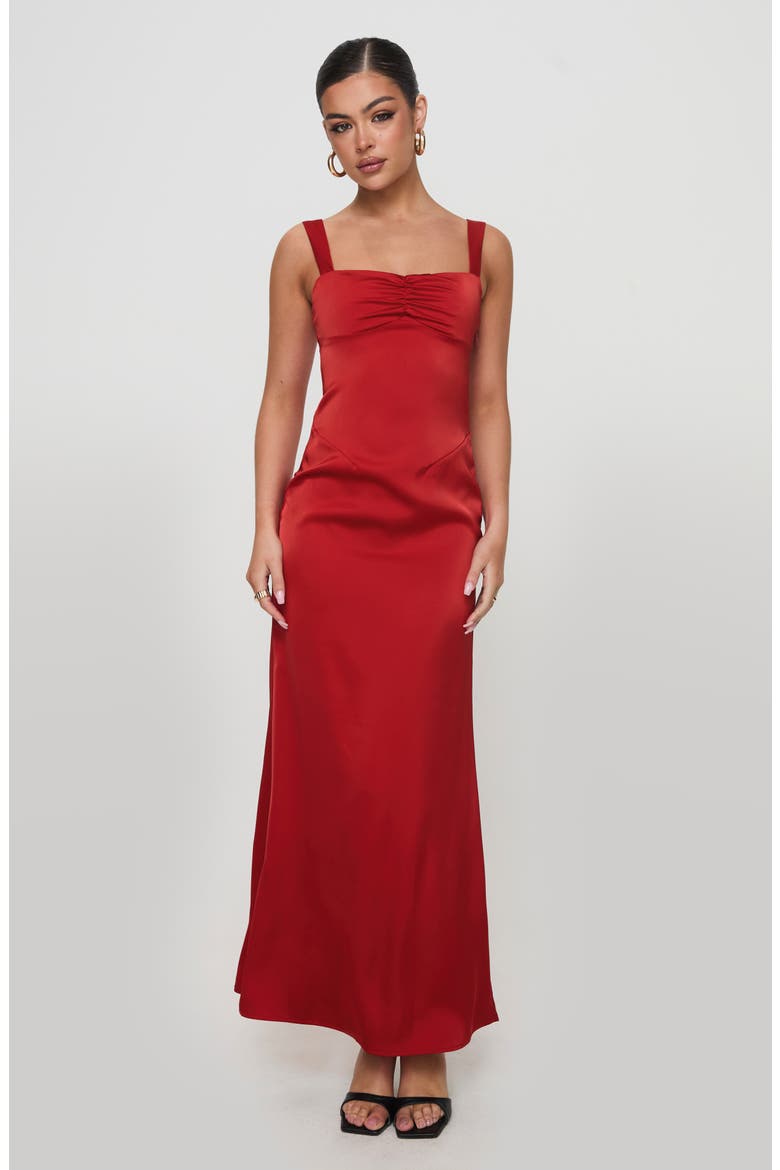 Strauss Satin Maxi Dress, Alternate, color, RED