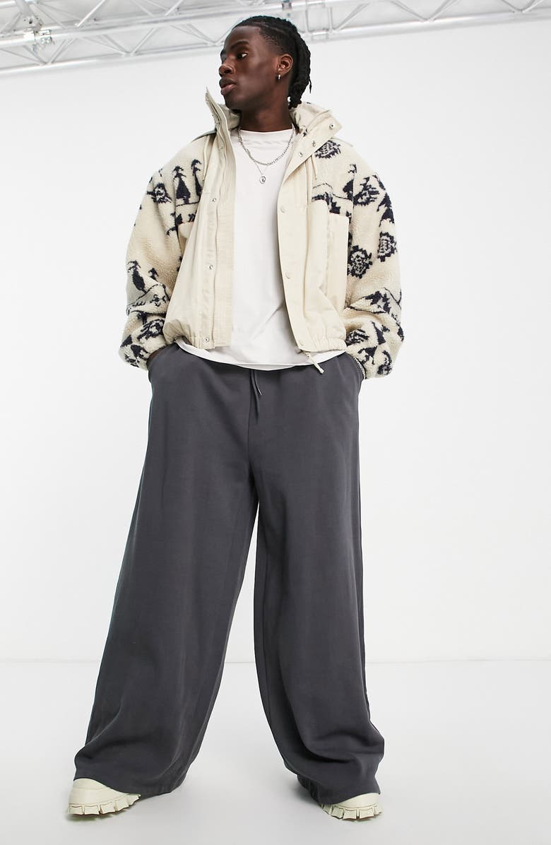 ASOS DESIGN Oversize Faux Shearling Hooded Bomber Jacket, Alternate, color, 