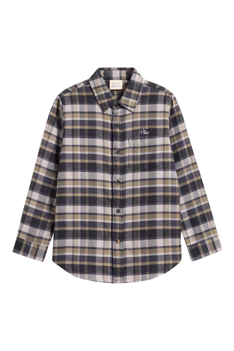 Kids' Plaid Long Sleeve Button Down Shirt, Main, color, GREY