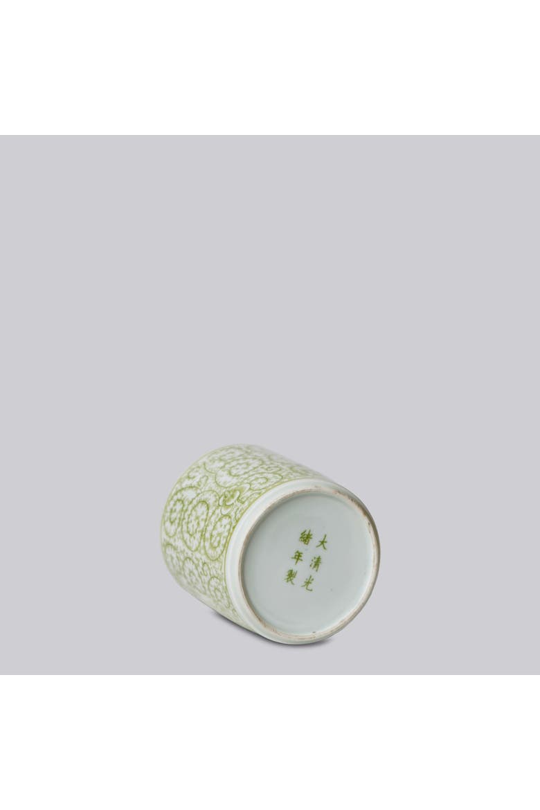 Porcelain Country Peony Cachepot, Alternate, color, Green + White