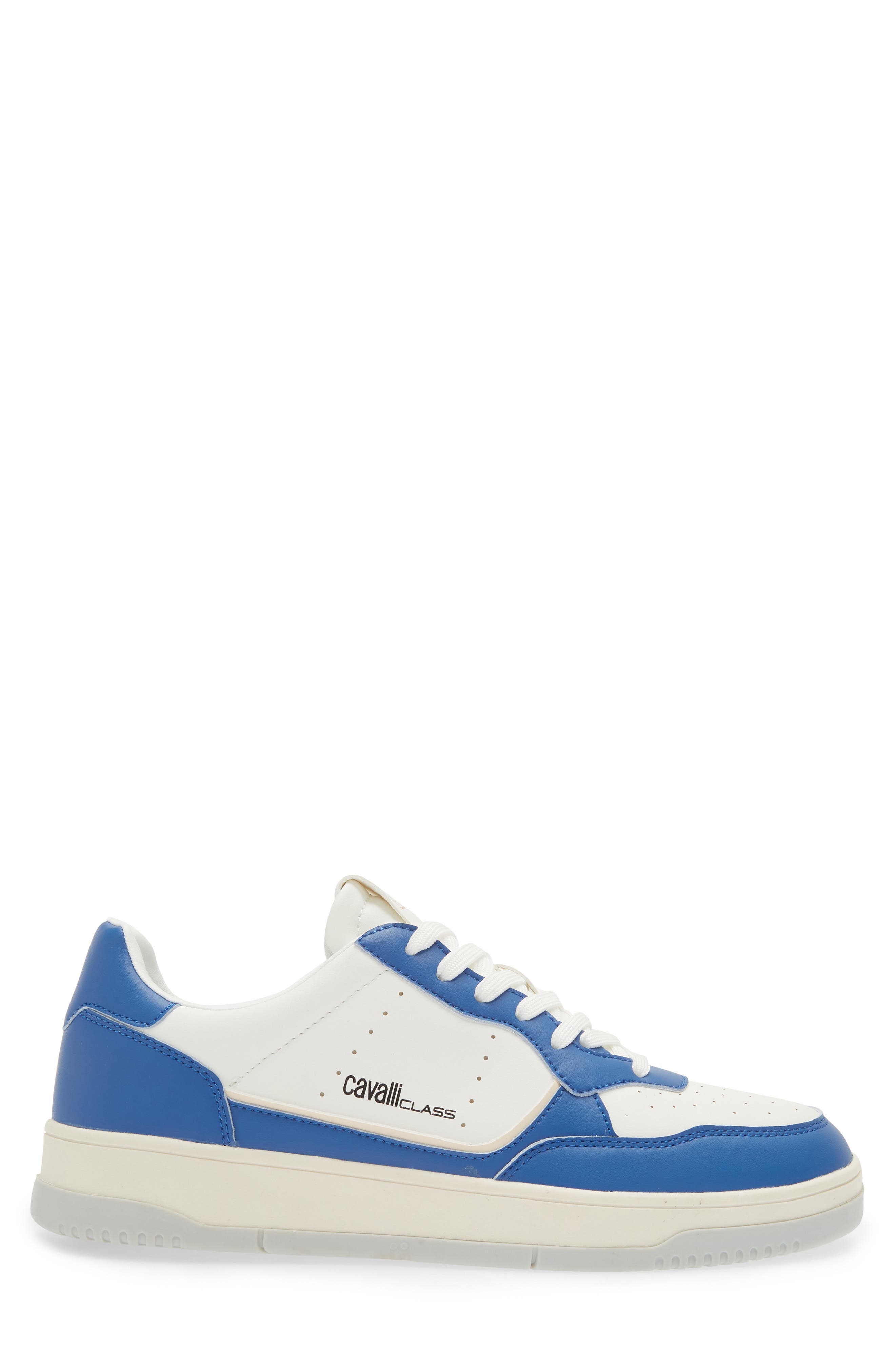 Roberto Cavalli Cavalli Class Two-Tone Perforated Low Top Sneaker, Alternate, color, White/ White